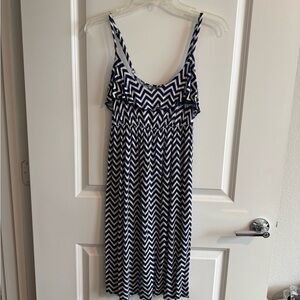 Old Navy Blue and White Chevron Dress